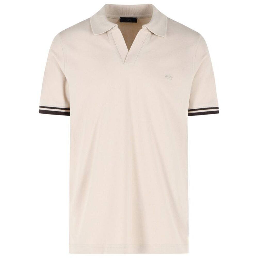 Fay Beige Stretch Cotton Polo Shirt Men